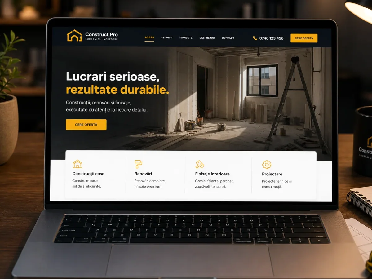 Site cu servicii pentru firme de topografie - model de site pentru firme de topografie - Creare site topograf