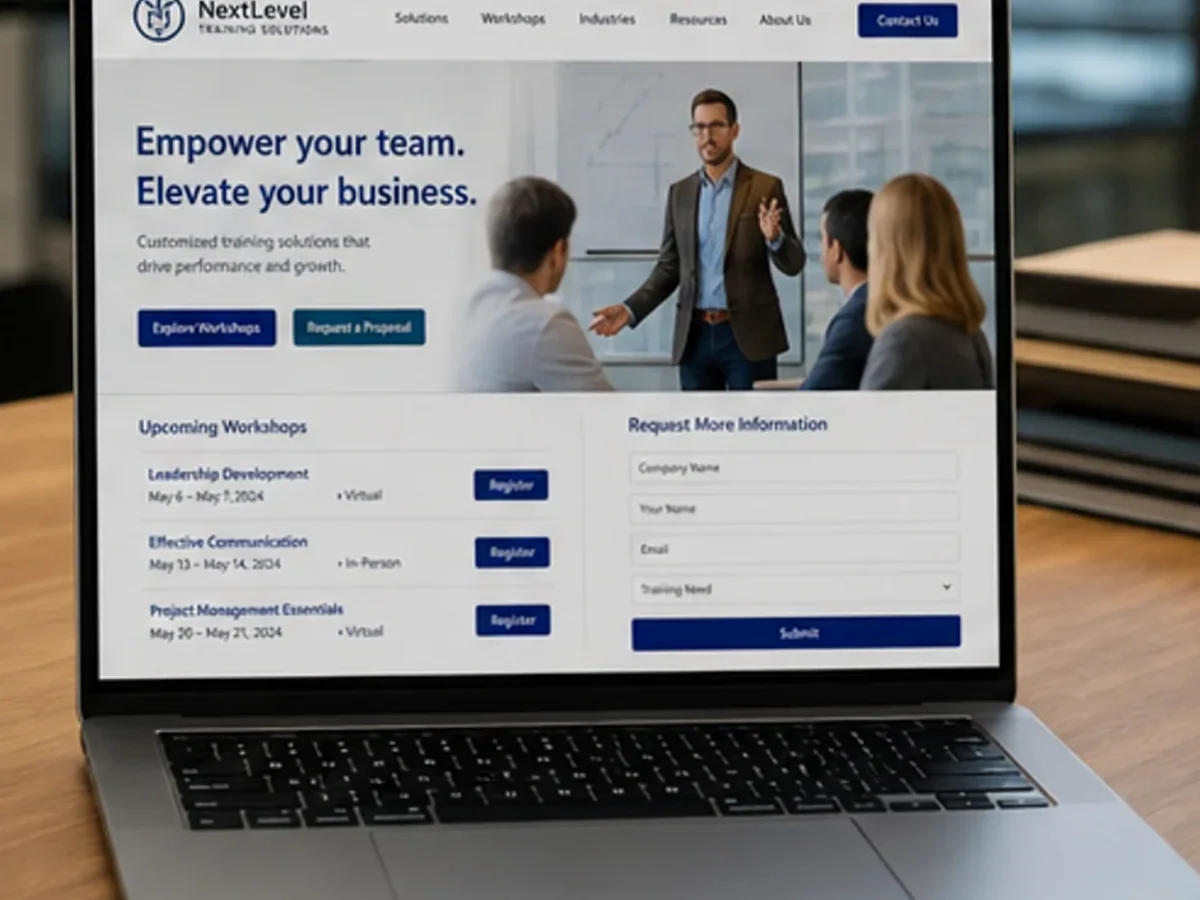 Site rapid pe mobil pentru training corporate - model de site pentru firme de training corporate - Creare site training corporate