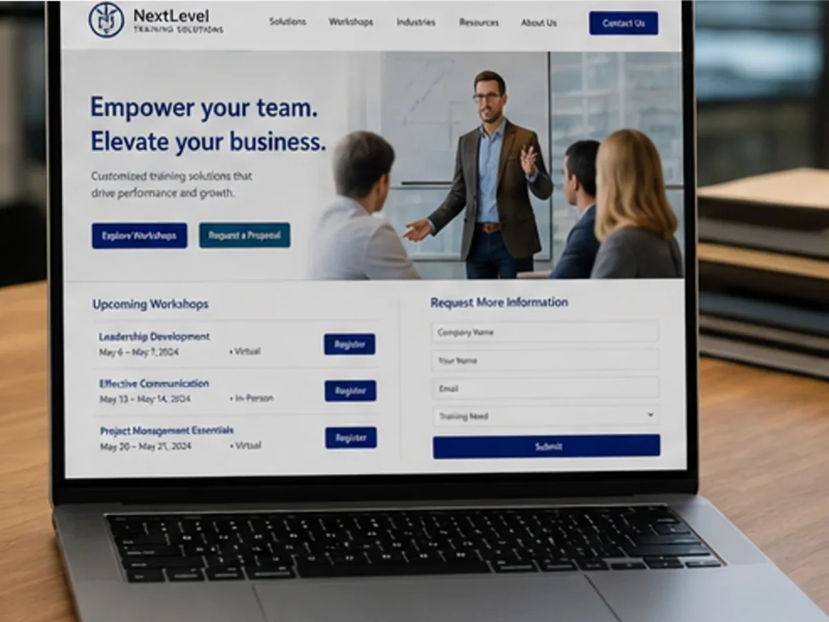 Site orientat spre înscrieri și cereri de informații - model de site pentru firme de training corporate - Creare site training corporate