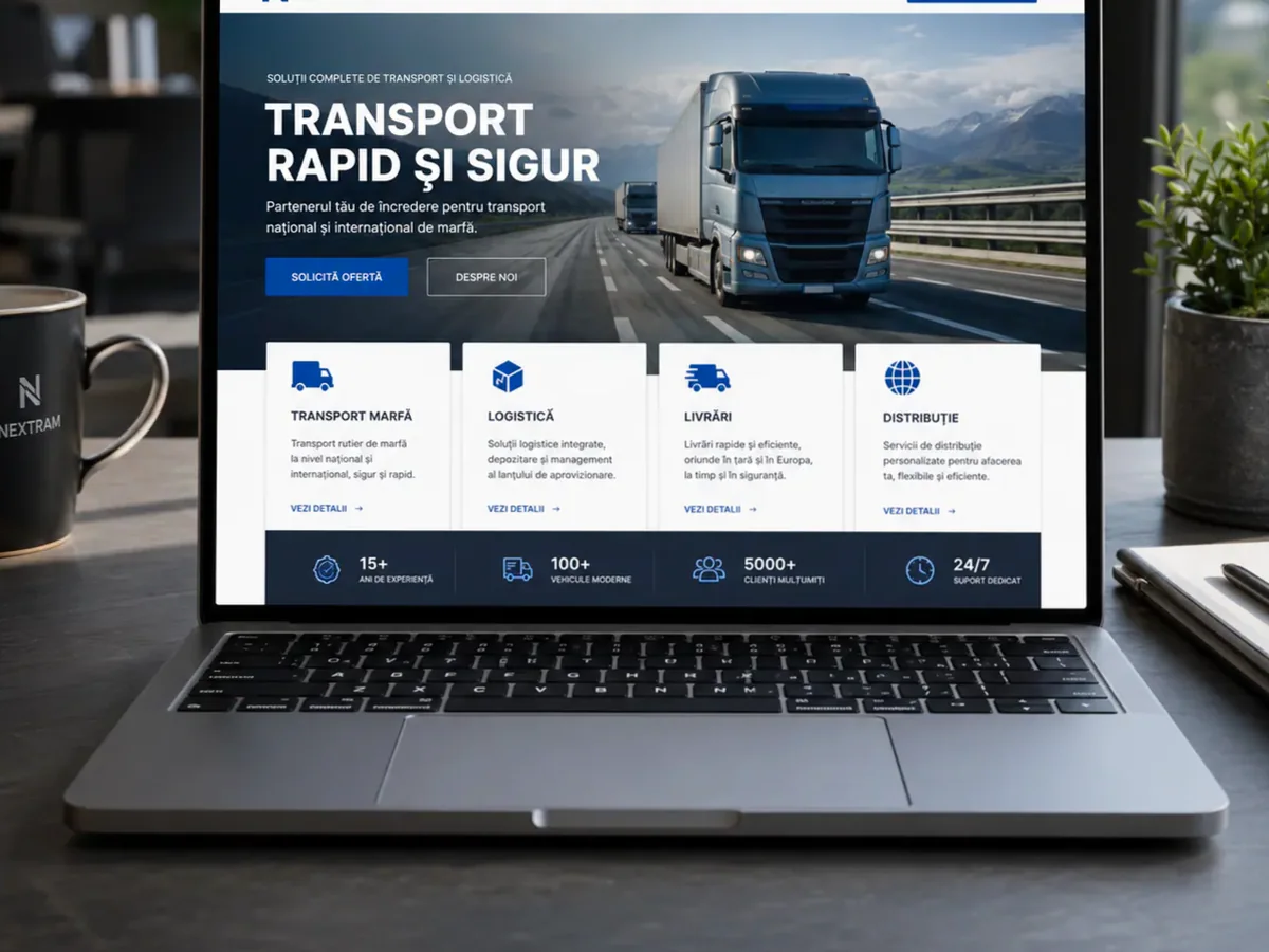 Site rapid pe mobil pentru transport marfă - model de site pentru firme de transport marfă - Creare site transport marfă