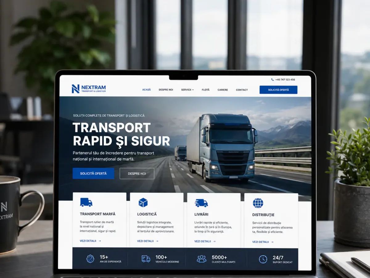 Site cu servicii pentru firme de transport marfă - model de site pentru firme de transport marfă - Creare site transport marfă
