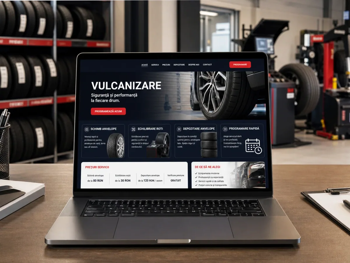 model foto realist pentru Creare site vulcanizare