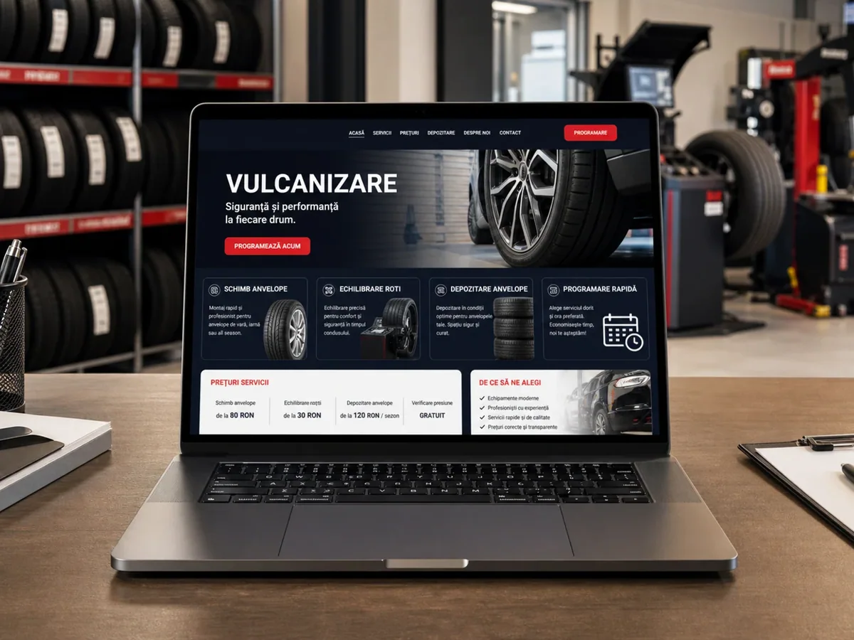 Site pentru programări rapide - model de site pentru vulcanizări - Creare site vulcanizare