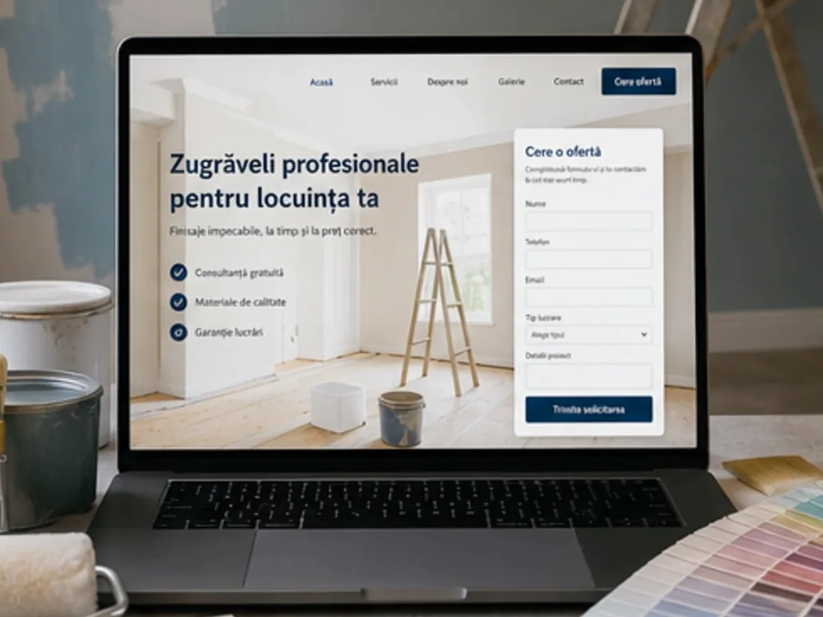 Site rapid pe mobil pentru zugrav - model de site pentru zugravi și firme de zugrăveli - Creare site zugrav