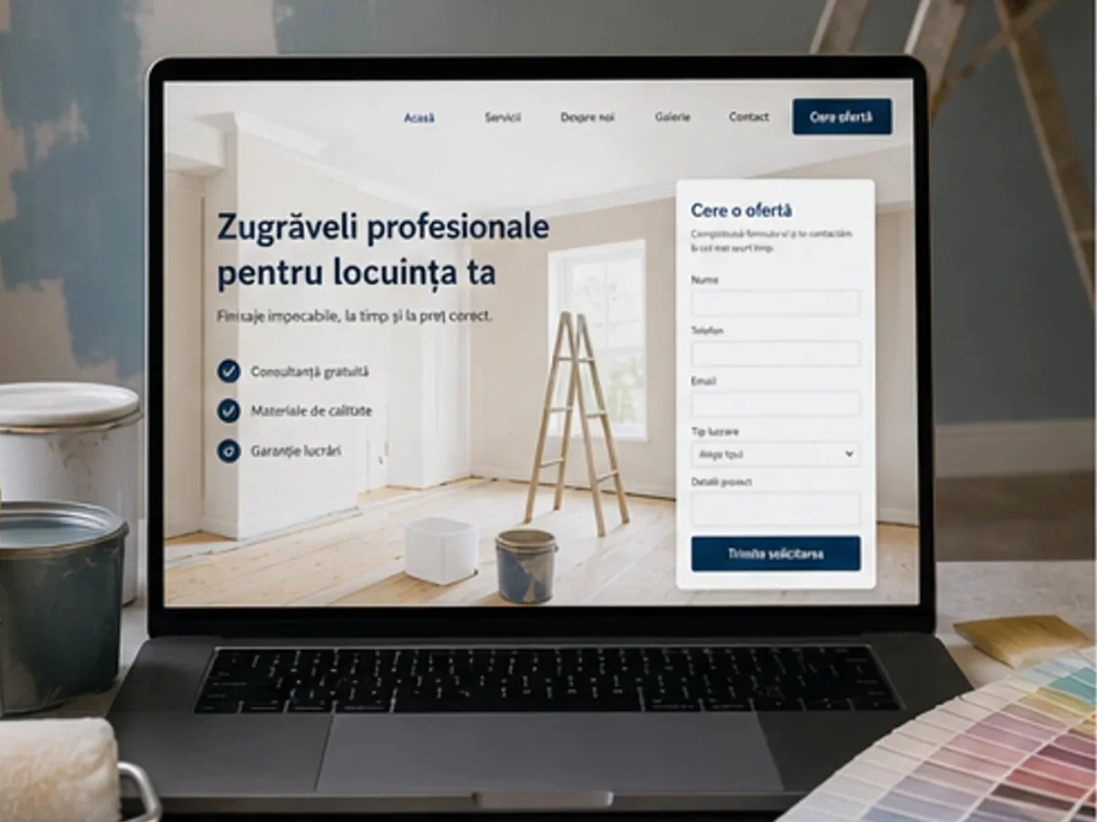 Site orientat spre estimări, apeluri și cereri de ofertă - model de site pentru zugravi și firme de zugrăveli - Creare site zugrav