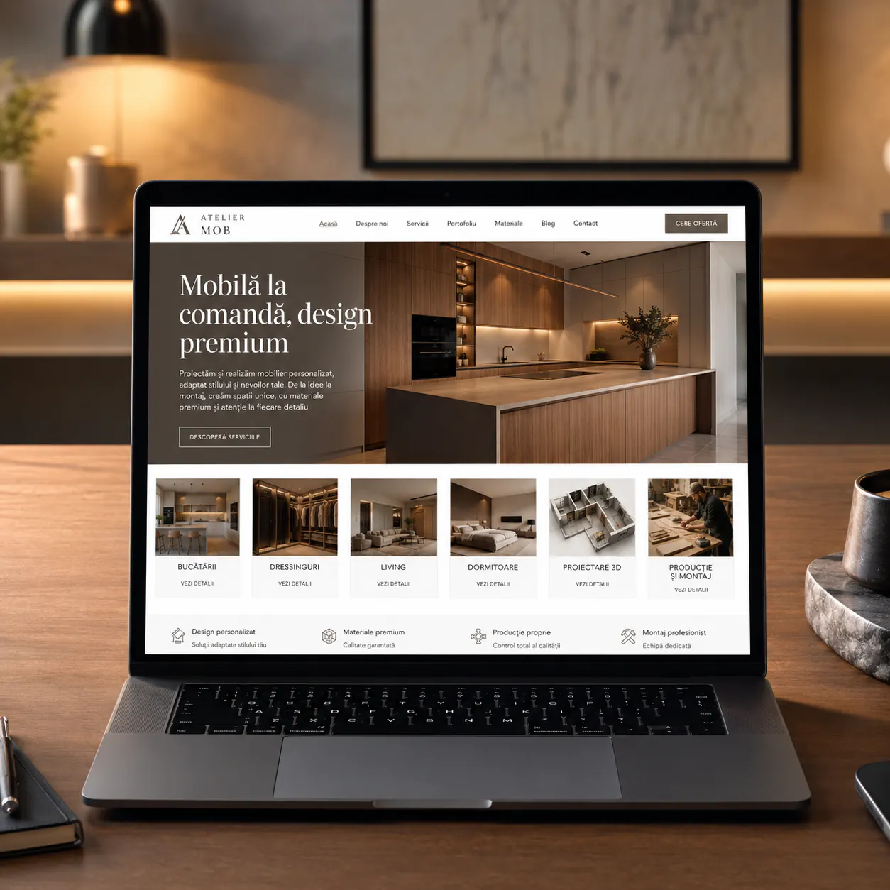 Atelier Mob - site în lucru pentru mobilă la comandă premium - proiect Atelier Mob în portofoliul BrandWave