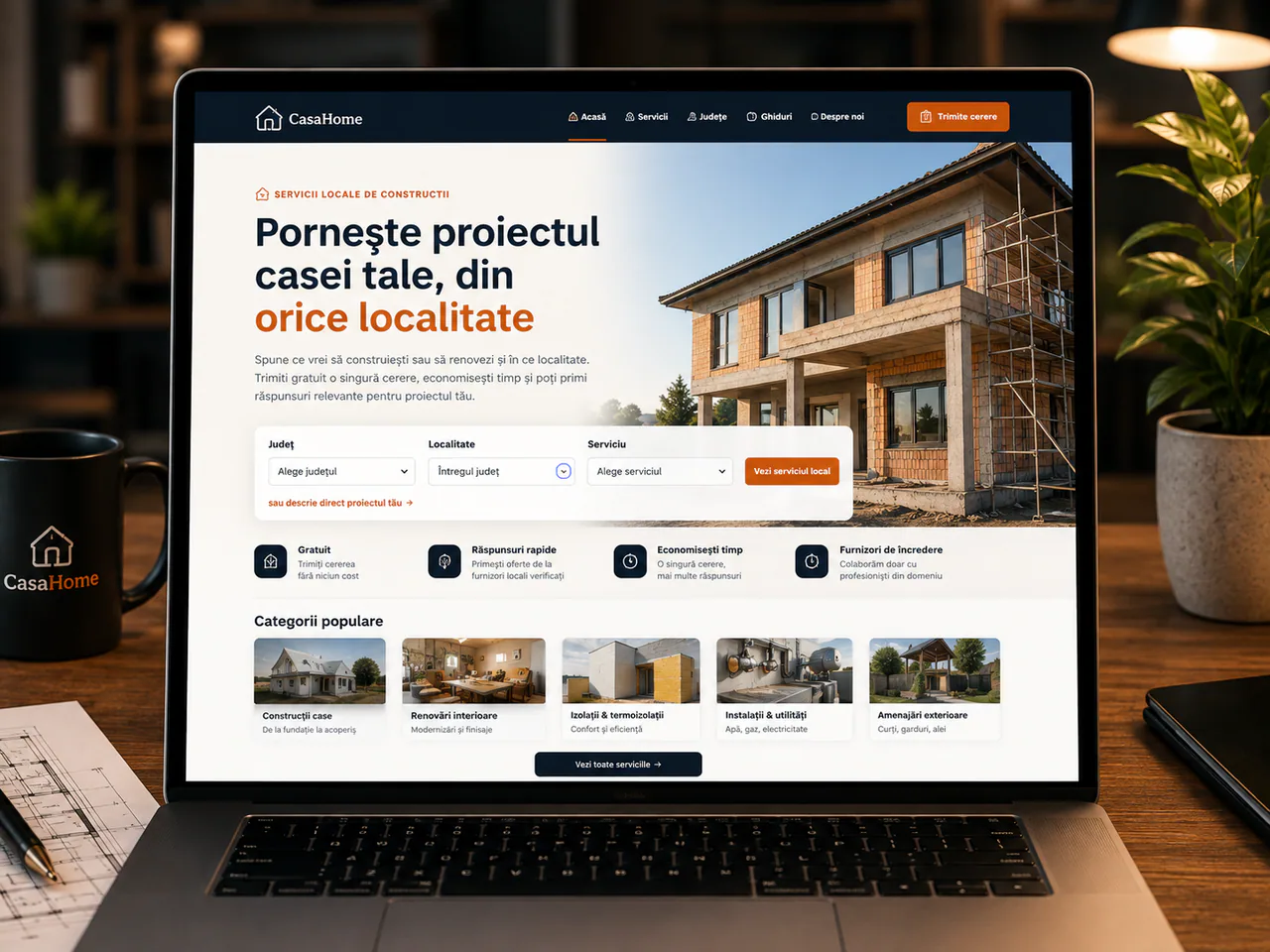 CasaHome - platformă de servicii pentru construcții și renovări - proiect CasaHome în portofoliul BrandWave