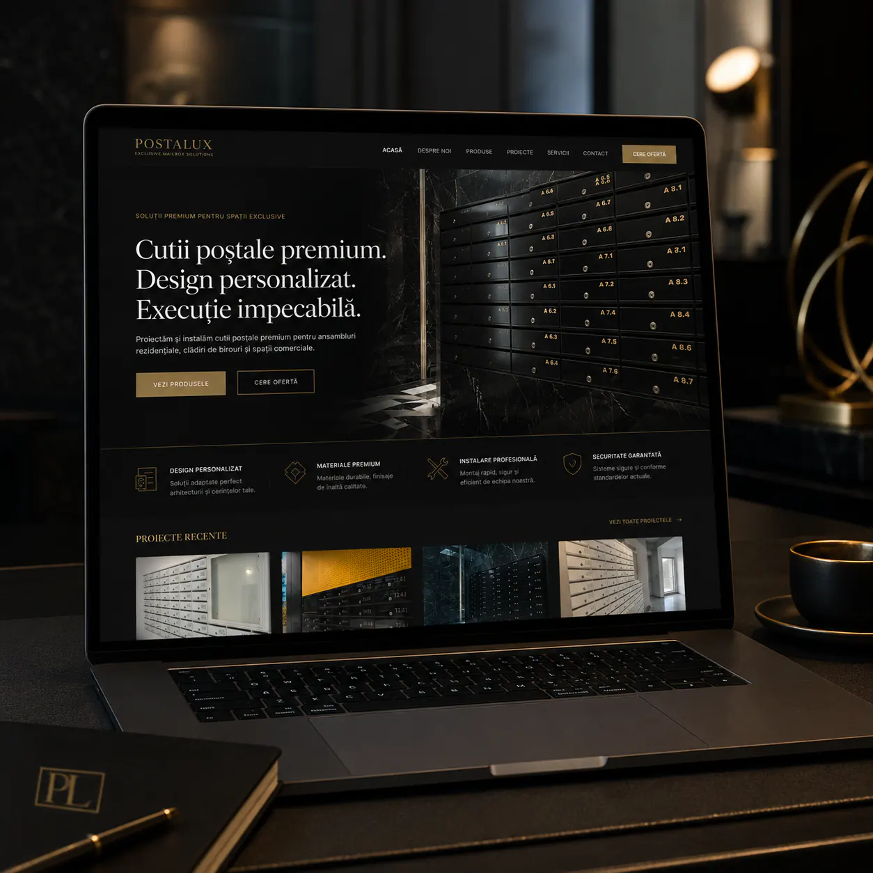 Postalux - site luxury pentru sisteme poștale premium - proiect Producător cutii poștale premium în portofoliul BrandWave
