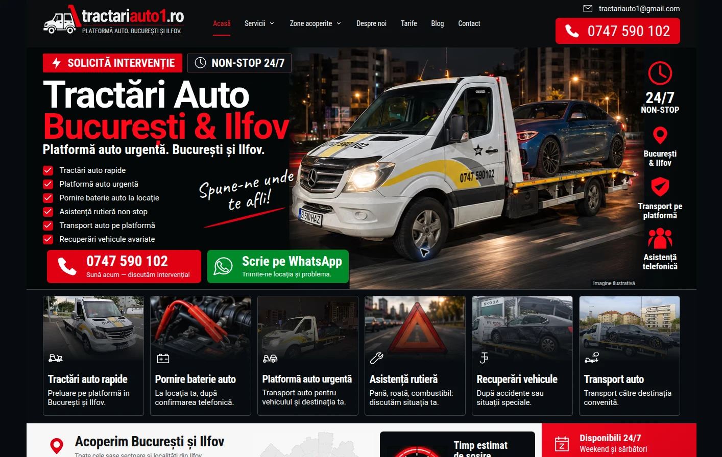 Pagina principală tractariauto1.ro pe desktop